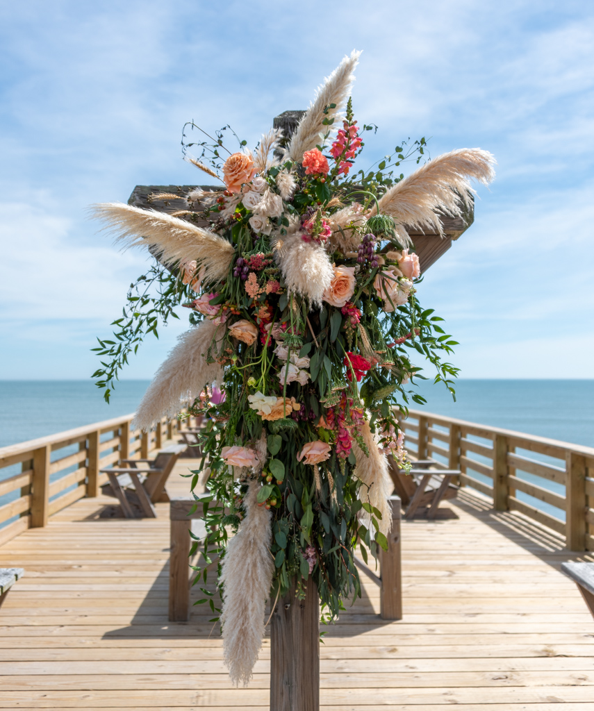 Wedding flowers at Kitty Hawk Pier