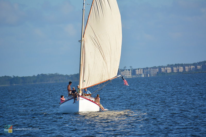 Friends sailing in Roanoke Sound