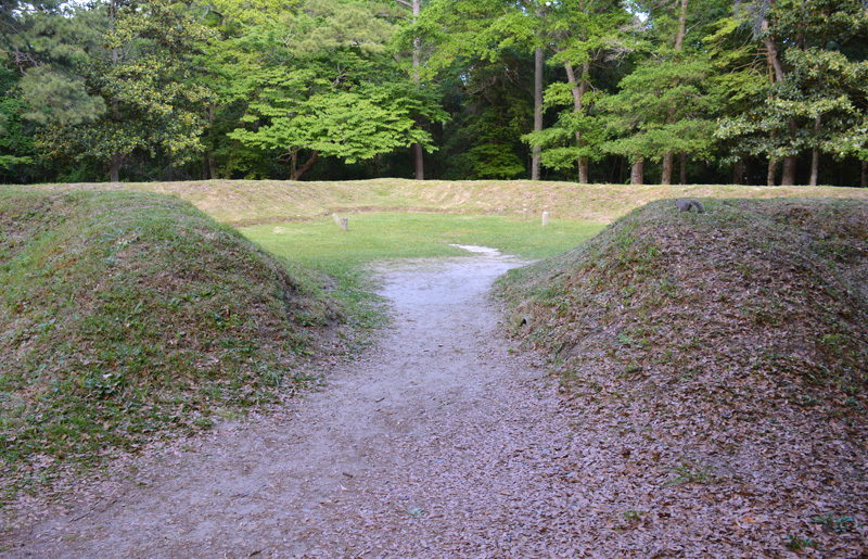 The earthen walls of Fort Raleigh National Historic Site
