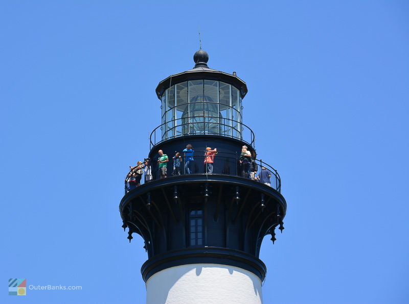 Climbers admire the view from the top of Bodie Island Lighthouse