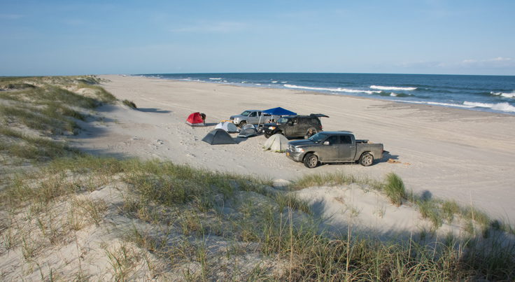 Beach camping on Portsmouth Island