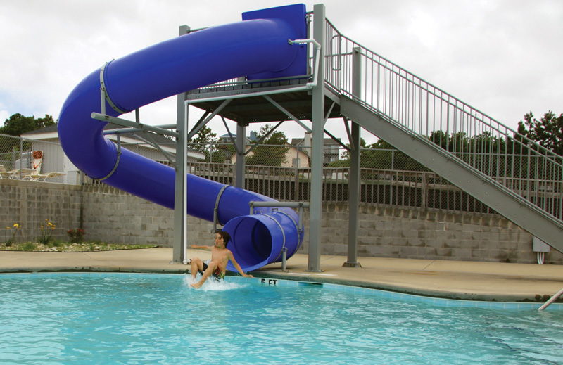 Sliding down the water slide at the OBX YMCA