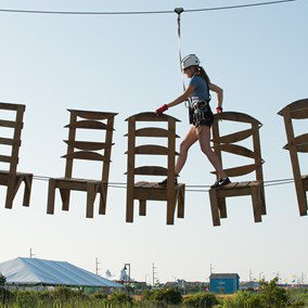 An obstacle course at First Flight Adventure Park