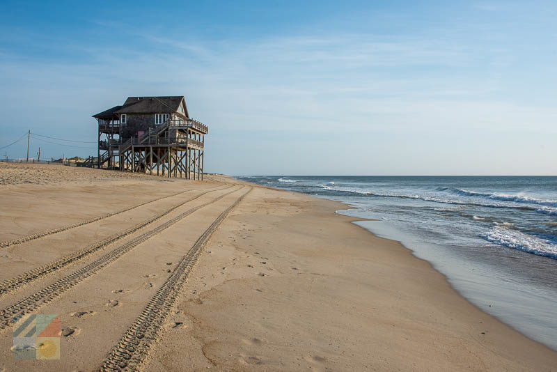 A house sits near the shoreline in Rodanthe NC