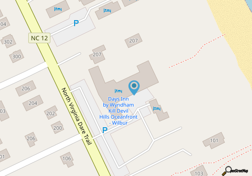 Days Inn Oceanfront Wilbur Kill Devil Hills map location