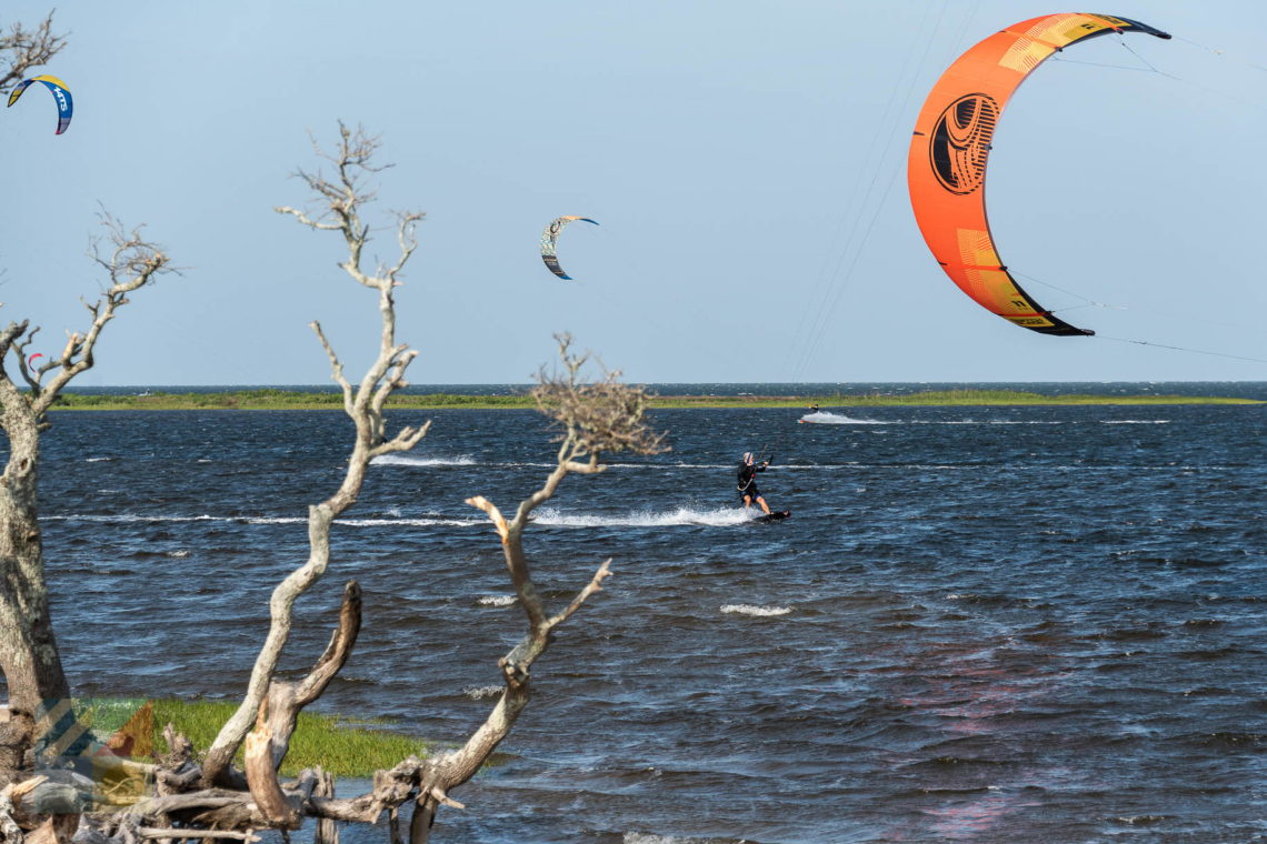 A kiteboarder in Avon NC