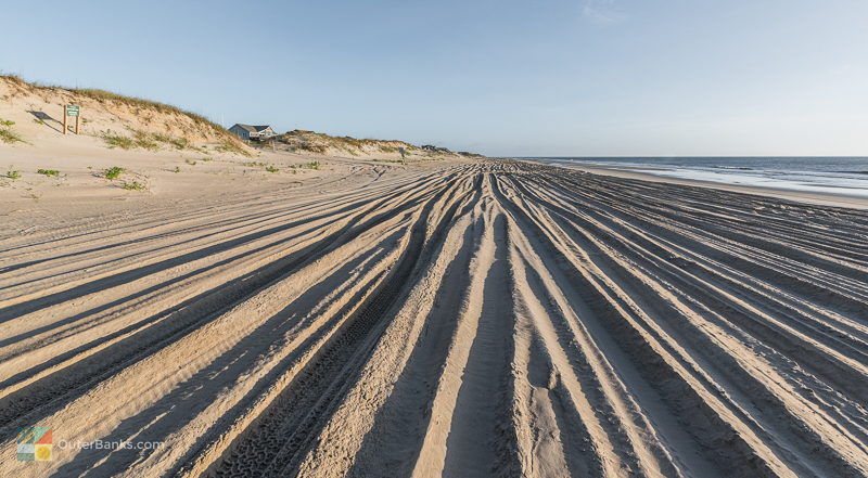 Tracks on a 4x4 beach on the Outer Banks