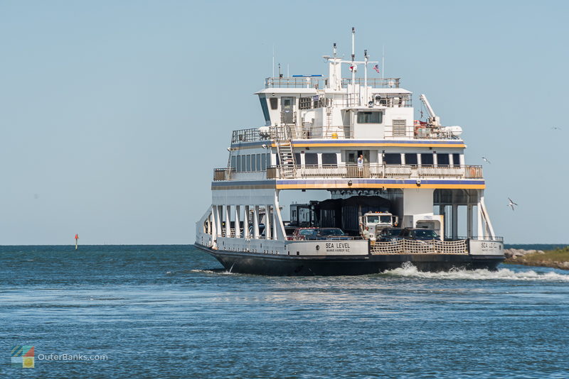 The Cedar Island ferry leaves Ocracoke Inlet