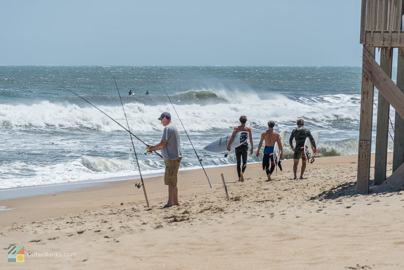 Surfing and surf fishing in Buxton, NC