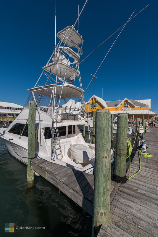 Boats docked at Hatteras Landing in Hatteras Village NC