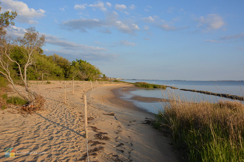 Strolling along the Roanoke Sound at Jockey's Ridge State Park