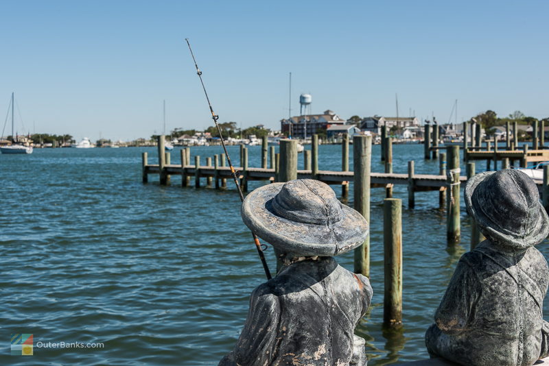 Fishing sculpture at Silver Lake on Ocracoke Island