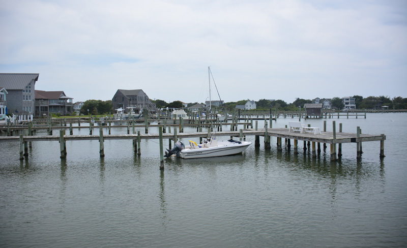 Docks line Ocracoke Harbor
