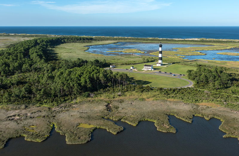 Outer Banks Tours - Aerial view of Bodie Island Lighthouse