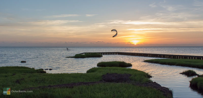 Kiteboarding mostly happens sound-side.