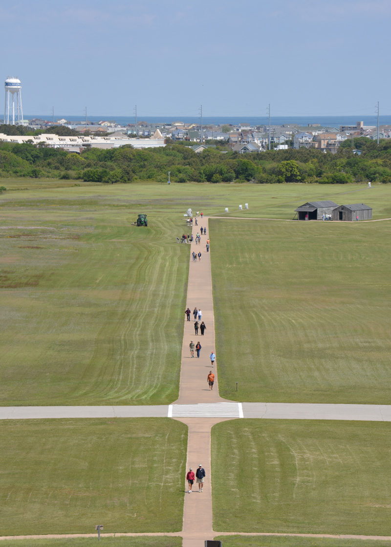 Wright Brothers National Memorial walkways to the monument and first flight path