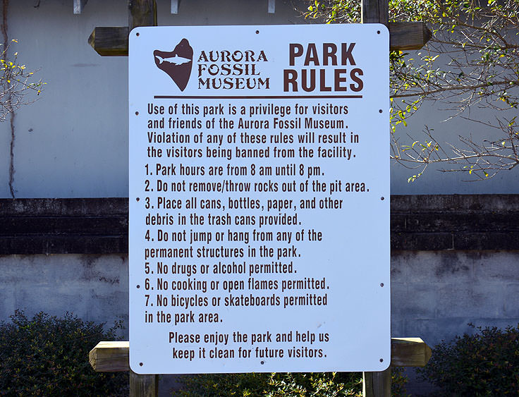 Aurora Fossil Museum park rules