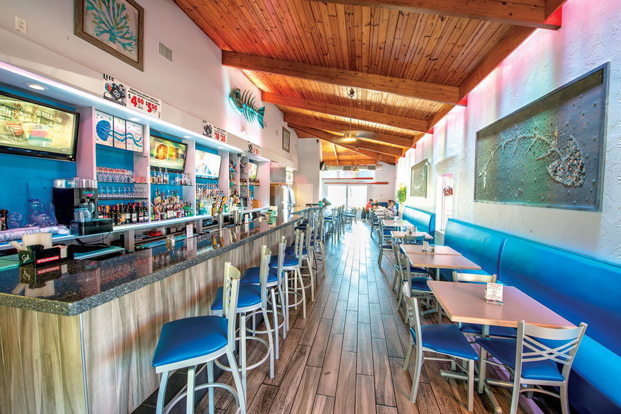 Fishbones Raw Bar & Restaurant bright and fun interior