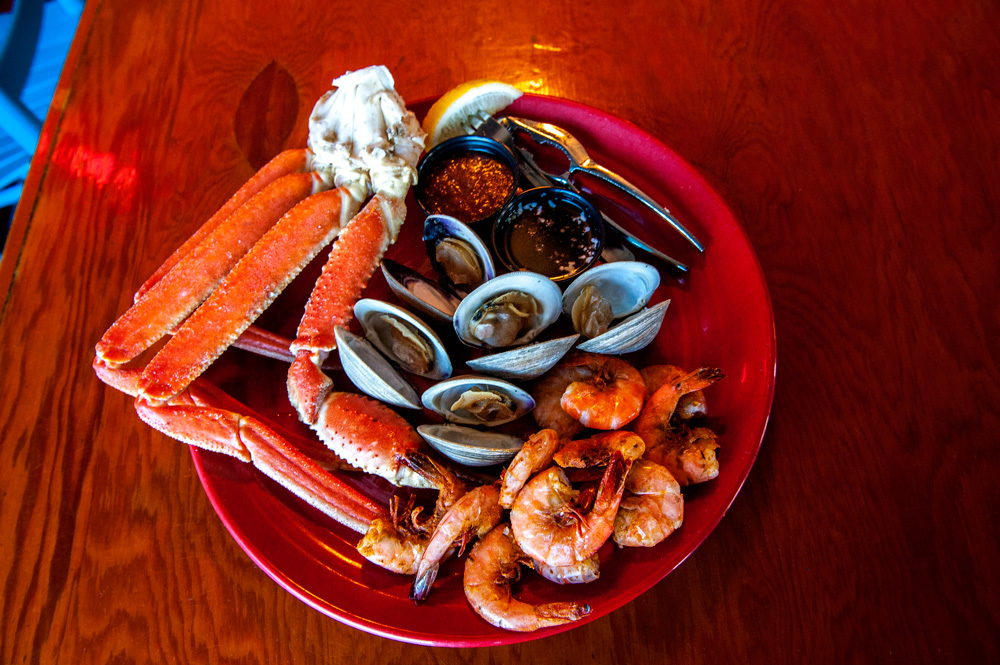 Crab legs, shrimp and clams at Goombays Grill & Raw Bar
