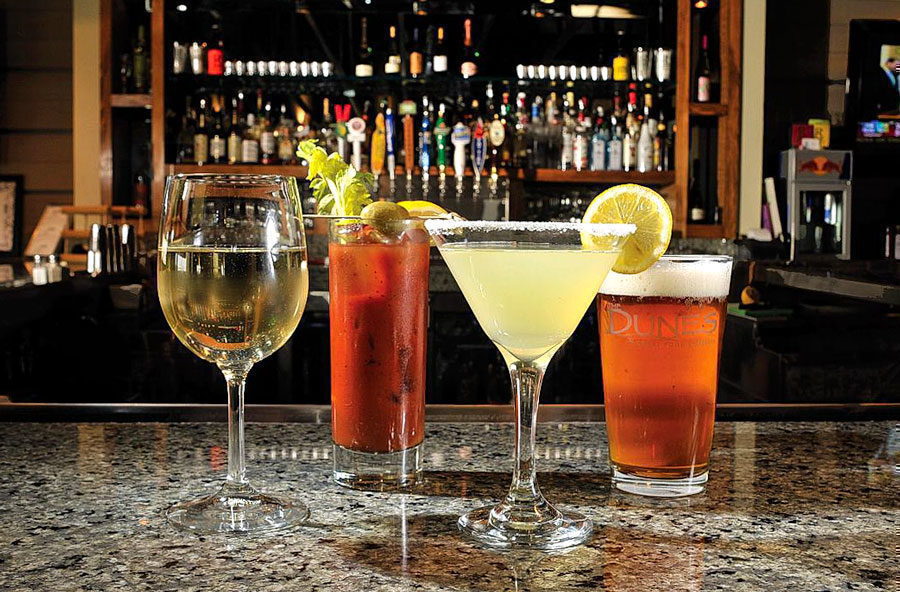 The Dunes Restaurant drink selection including wine, cocktails and beer
