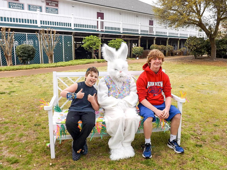 Timbuck II - sitting with the Easter Bunny