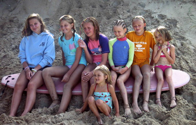 Life on a Sandbar and Braids - girls on a surfboard