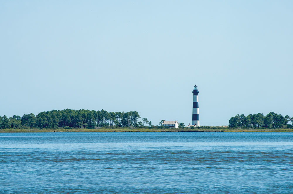 A view of Bodie Island Lighthouse from Paradise Dolphin Cruises