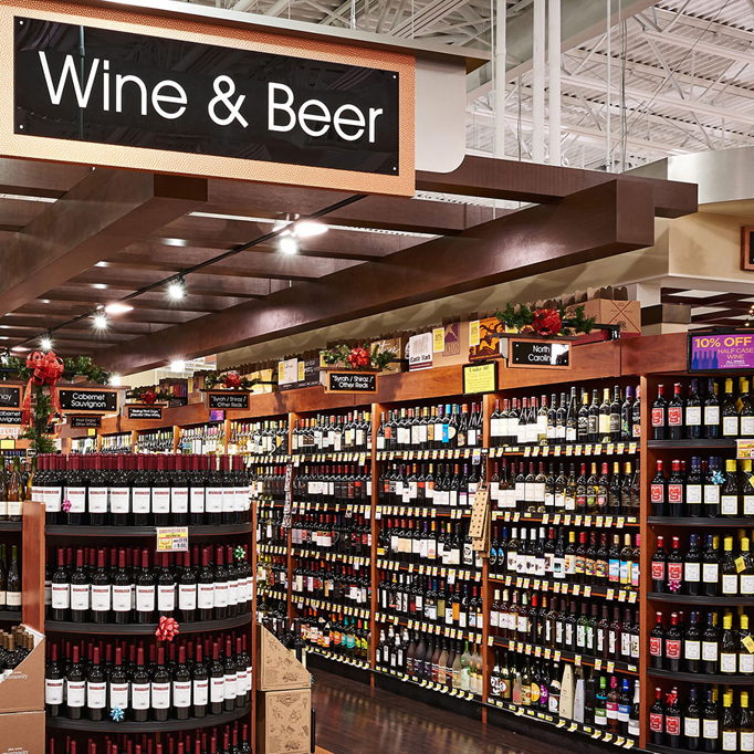 Ample wine and beer selection at Harris Teeter