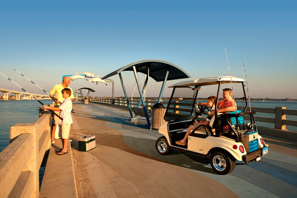 Fishing gear and golf cart from Ocean Atlantic Rentals