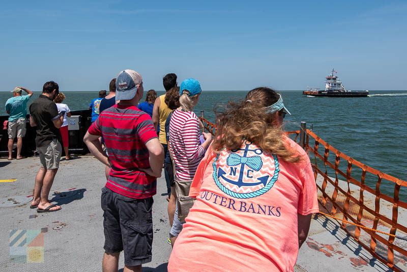 Passengers on the Hatteras Ocracoke ferry take in the view