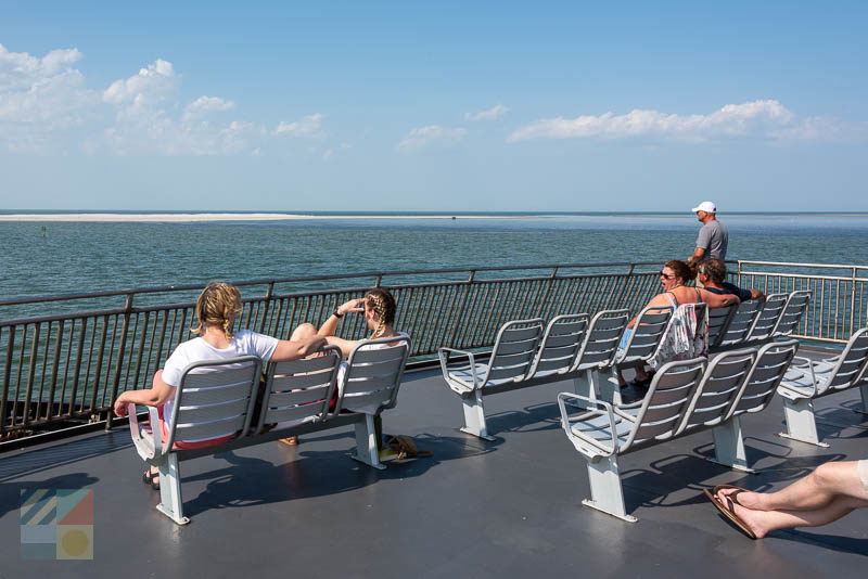 Passengers enjoying the ride aboard an Outer Banks Ferry