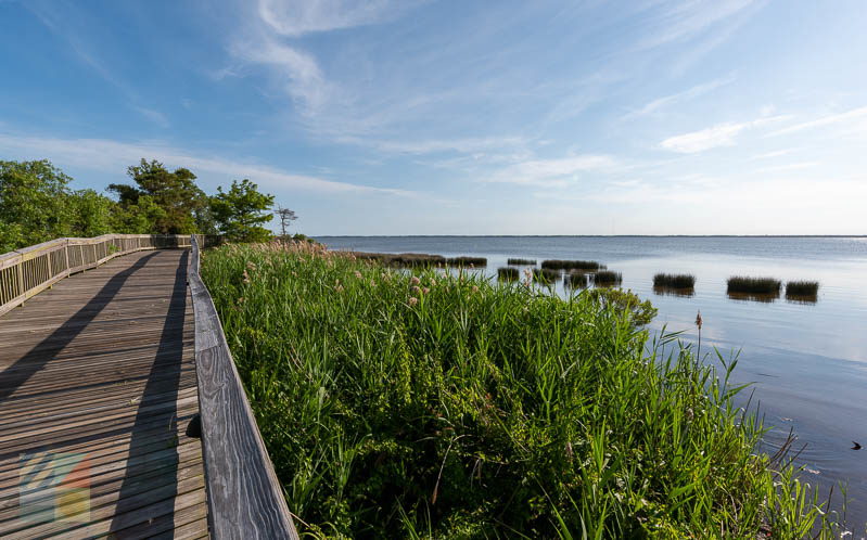 Duck town boardwalk along the Currituck Sound