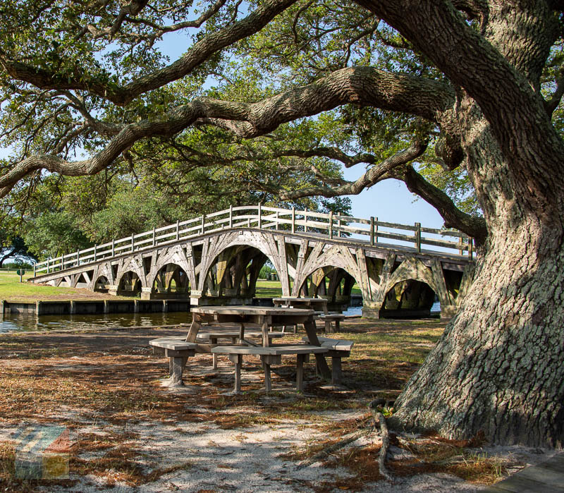 A footbridge over an inlet at Historic Corolla Park