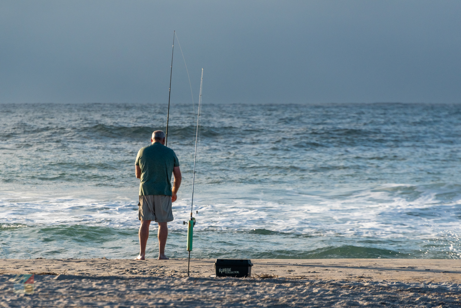 Surf fisherman at sunrise